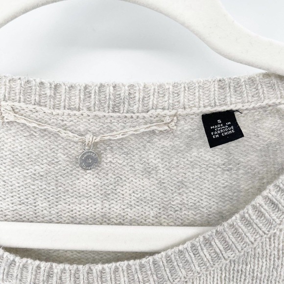 Knitted Knotted Anthropologie Cashmere Sweater Sz S Gray Crochet Panel Crewneck - Picture 6 of 9